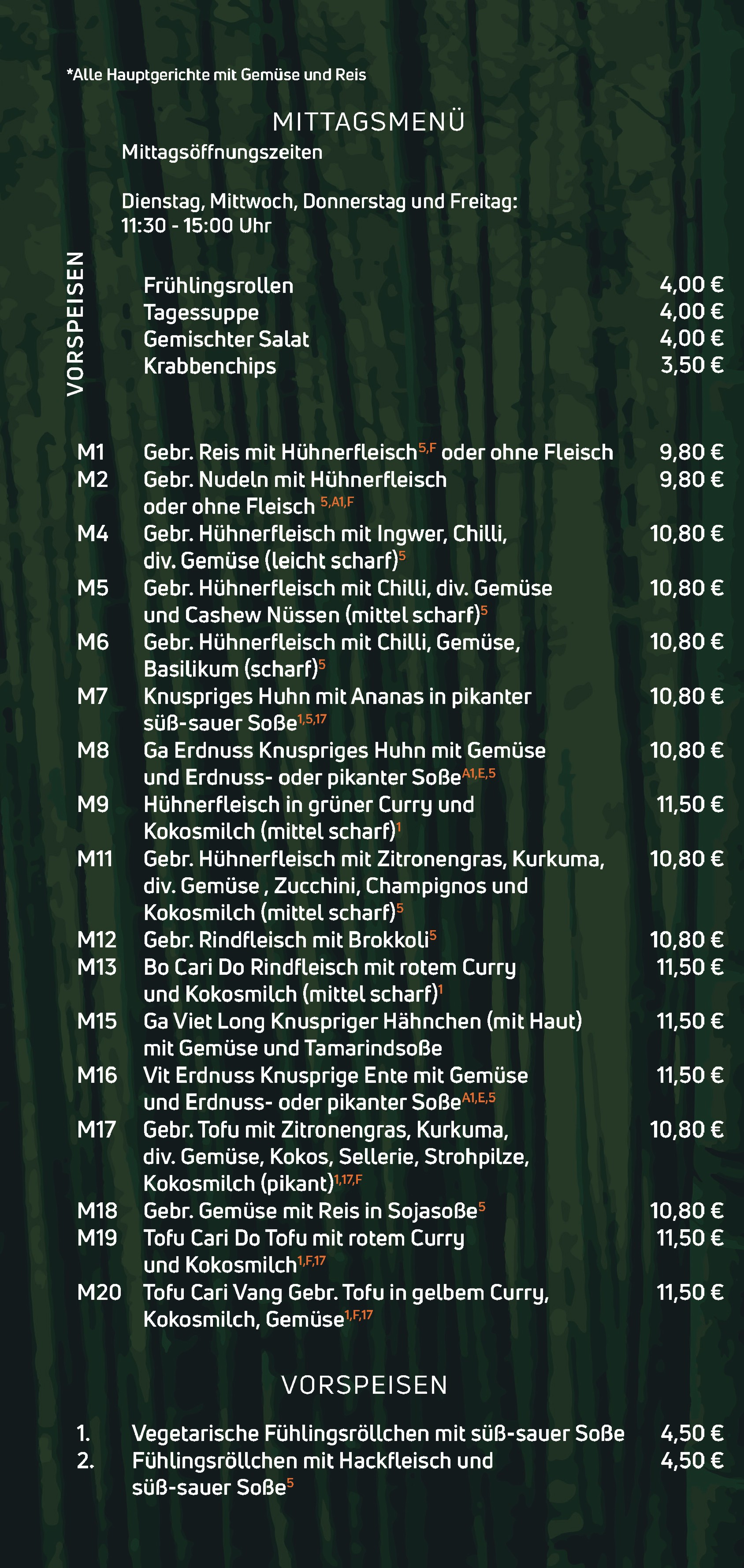 hotel menu