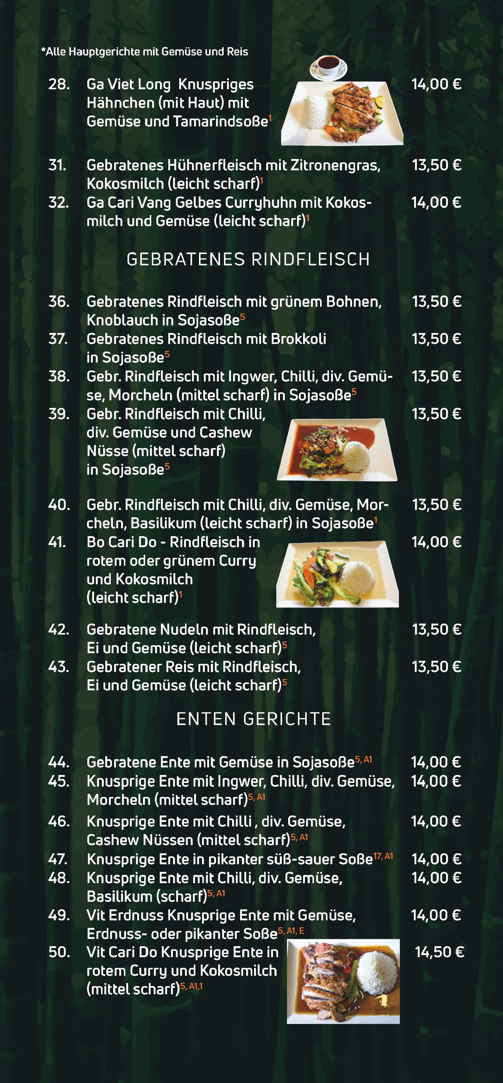 hotel menu